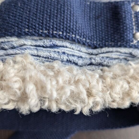 Cute Blue Mini corduroy Sherpa  trimmed tote bag urban Outfitters - Picture 9 of 10